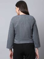Even Apparels Grey Pure Wool Open Front Statement Jacket