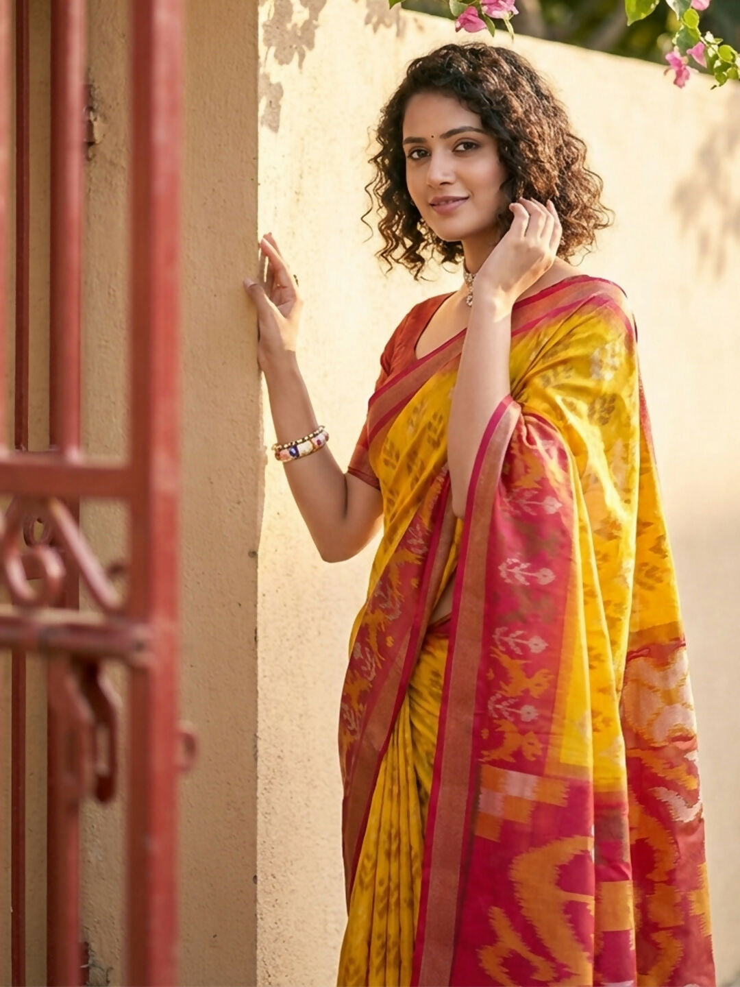 Shree Shyam Fashion Yellow Pochampally Silk Saree - Distacart