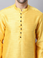 Even Apparels Yellow Pure Cotton Men's Kurta With Band Collar - Distacart