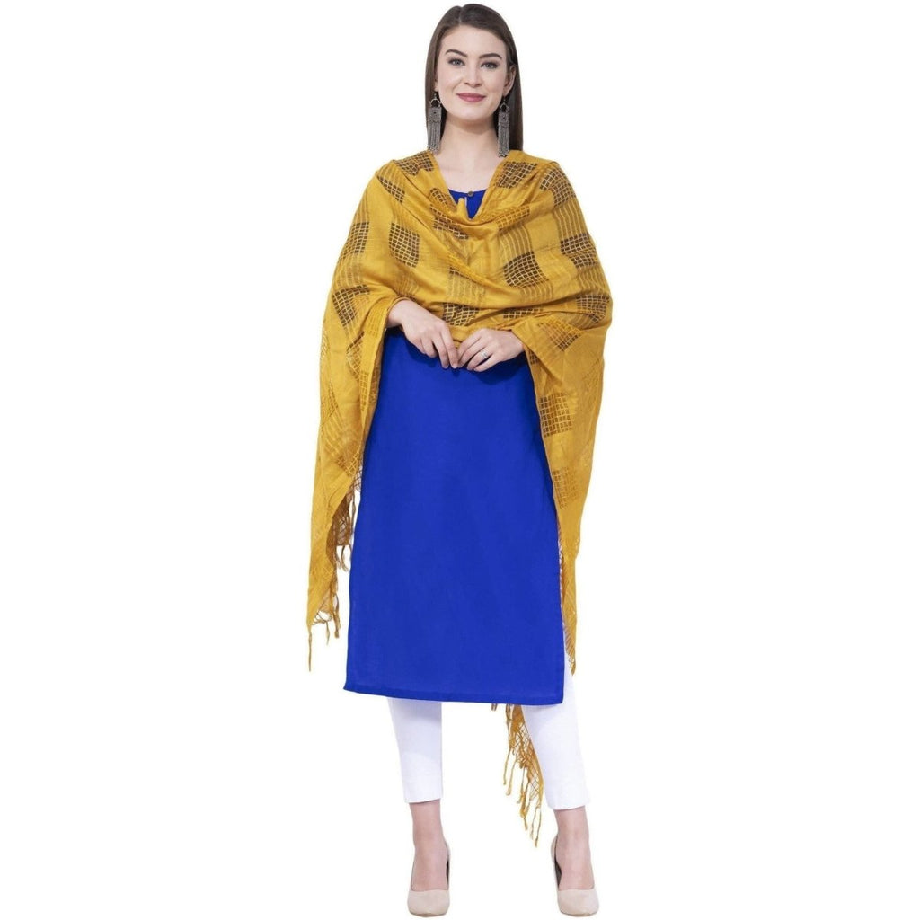 A R SILK Yellow Color Window square Cotton Dupattas and Chunnis