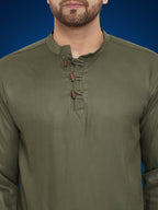 Even Apparels Men's Pure Cotton Green Kurta