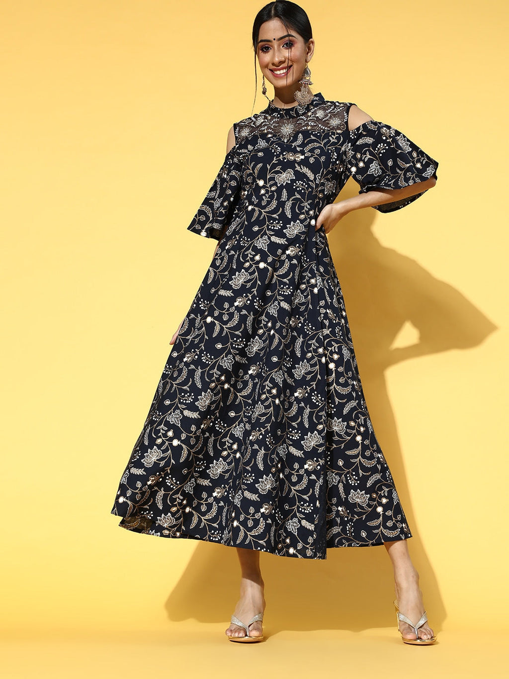 Yufta Deep Navy Blue Dress - Distacart