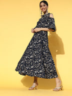 Yufta Deep Navy Blue Dress - Distacart