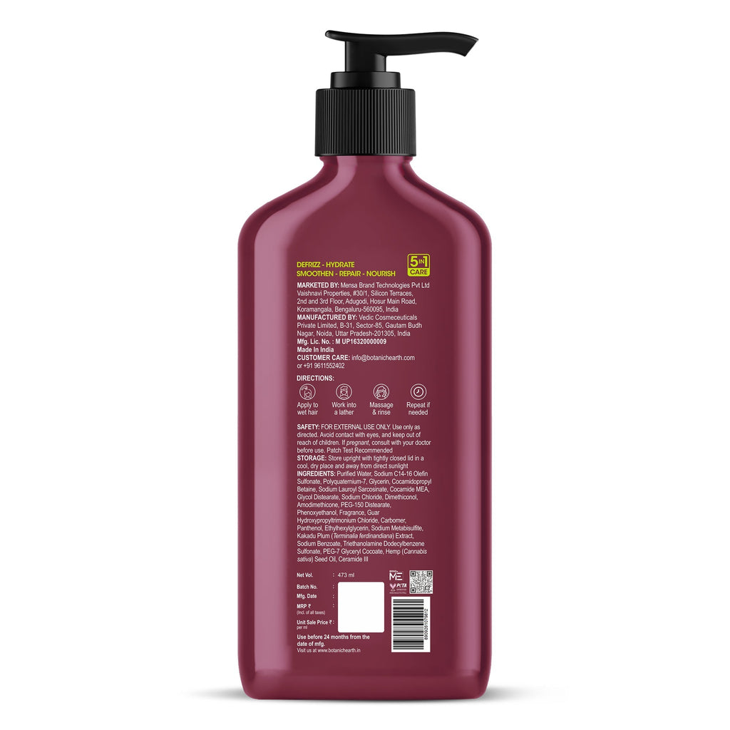 Botanic Hearth Defrizz & Hydrate Shampoo with Hemp Seed Extract & Ceramide