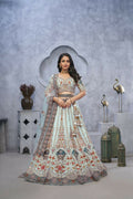 Kesar Fab Blue Silk Embroidered Lehenga