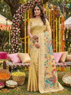 Shree Shyam Fashion Yellow Linen Cotton Saree - Distacart