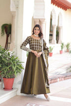 Joban Fashion Mehndi Kurta Set Silk Sequins , Zari, Coding & Thread Embroidered work - Distacart