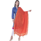 A R SILK Orange Color Golden border Cotton Dupattas & Chunnis