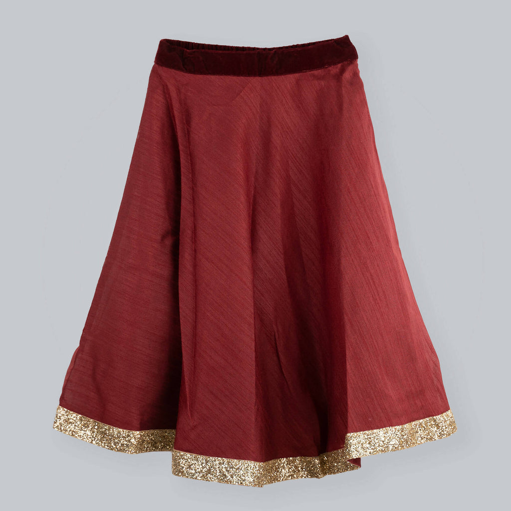 Pink Cow Fashions Red Ghagra Choli With Frill Dupatta