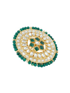 NVR Women's Traditional Ethnic Kundan Meenakari Gold-Polished Ajustable Finger Ring