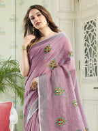 Shree Shyam Fashion Linen Light Purple Saree - Distacart
