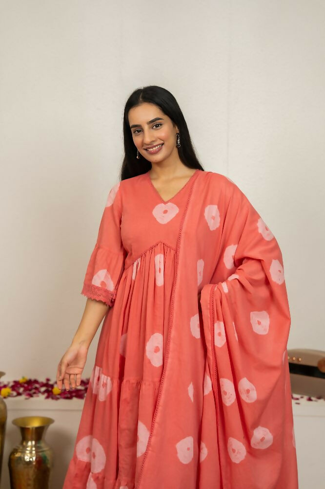Joban Fashion Pink Tie & Dye Cotton Suit Set - Distacart