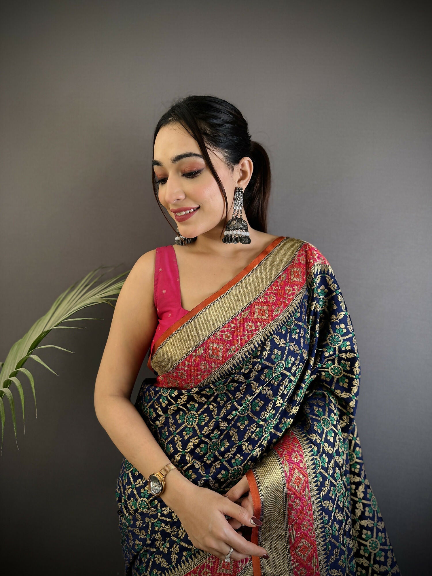 Joban Fashion Navy Blue Patola Soft Silk Patola Saree - Distacart