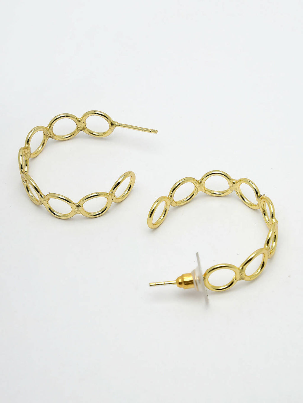 NVR Women Gold-Plated Contemporary Half Hoop Earrings - Distacart