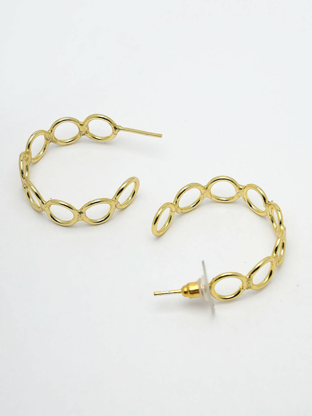 NVR Women Gold-Plated Contemporary Half Hoop Earrings - Distacart