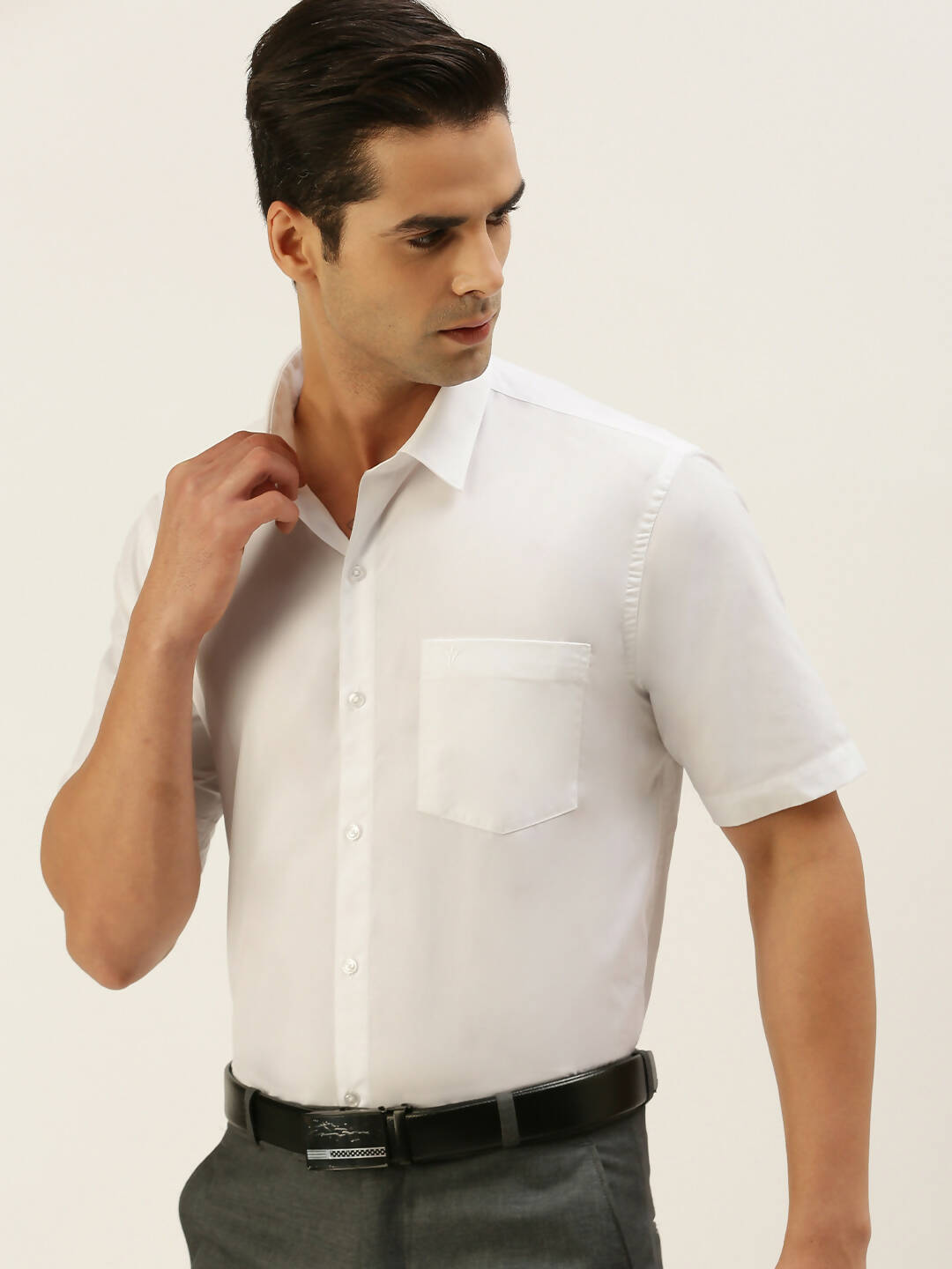 Ramraj Cotton Mens Half Sleeve Formal 100 % Cotton White Shirt