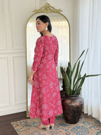 The52 Women's Beautiful Rayon Fabric Printed Work Flared Kurta Pant and Dupatta Set - Distacart