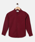 Manet Boys Full Sleeves Solid Shirt - Maroon