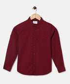 Manet Boys Full Sleeves Solid Shirt - Maroon