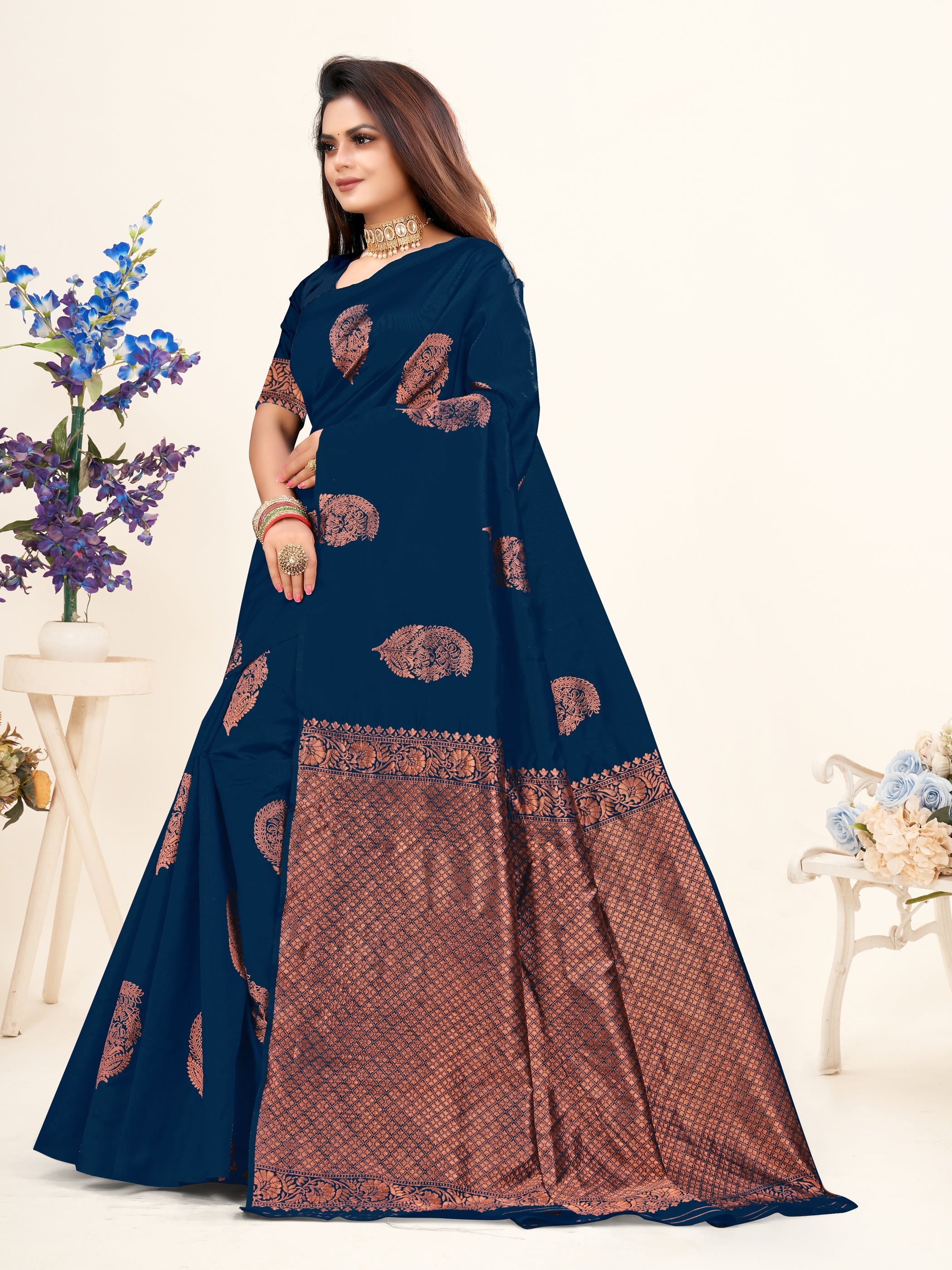 Vedant Vastram Litchi Silk Designer Banarasi Saree - Morpich Morpich