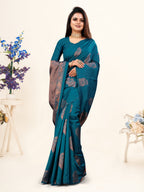 Vedant Vastram Litchi Silk Designer Banarasi Saree - Rama