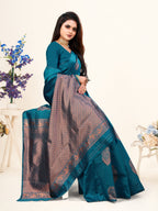 Vedant Vastram Litchi Silk Designer Banarasi Saree - Rama