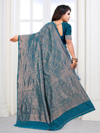 Vedant Vastram Litchi Silk Designer Banarasi Saree - Rama - Distacart