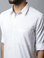Even Apparels White Color Pure Cotton Solid Men's Kurta With Shirt Collar (SLD1203) - Distacart