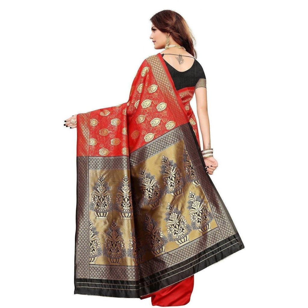 Vamika Banarasi Jaquard Red Weaving Saree (BANARASI 05)