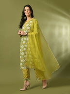 Myshka Women's Multi Printed Cotton Straight Party Kurta Set With Dupatta