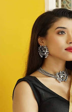 Mominos Fashion Silver color Necklace with Mirror work Mangalsutra - Distacart