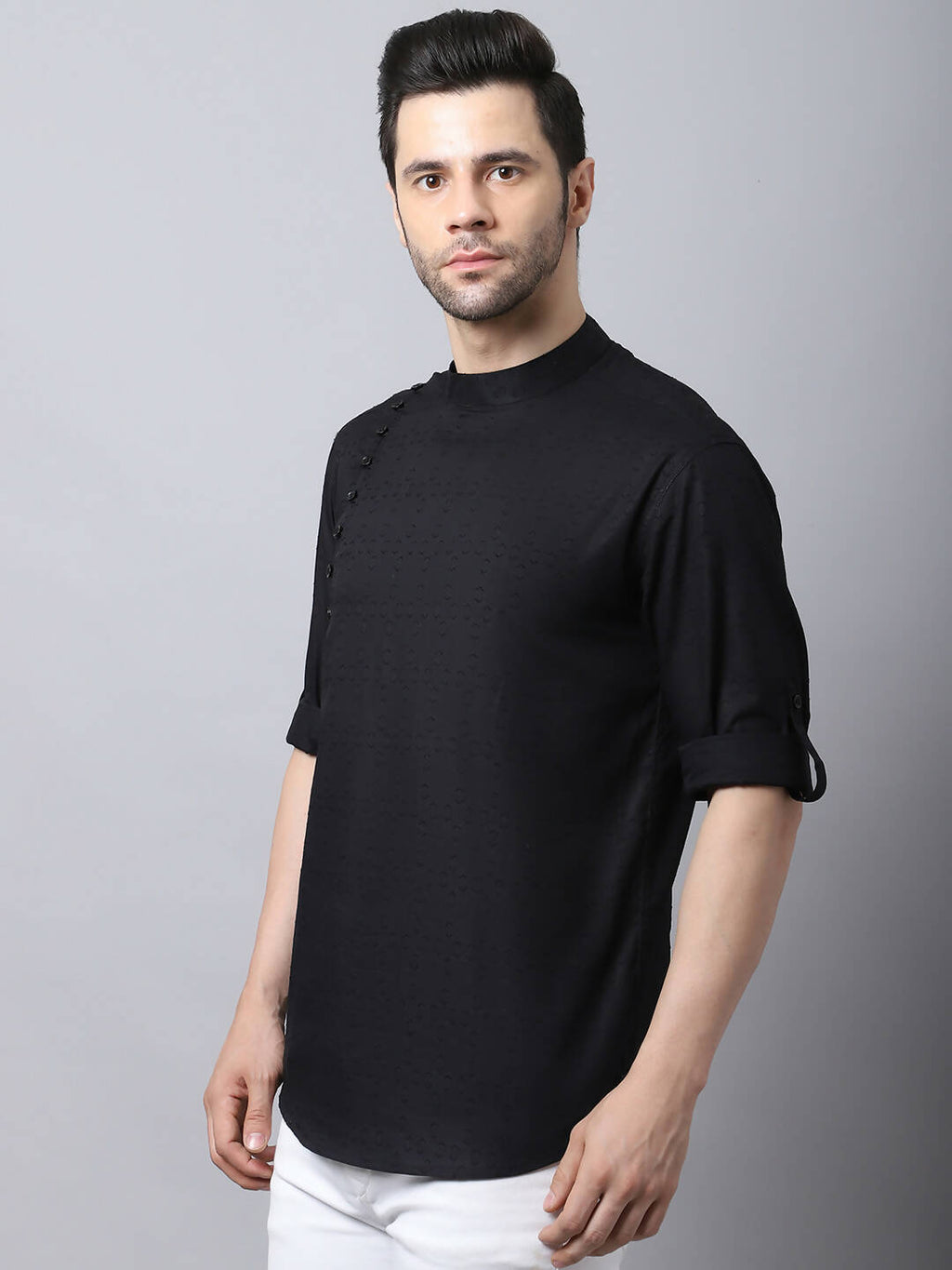 Even Apparels Black Pure Cotton Kurta With Side Placket - Distacart