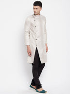 Even Apparels Beige Rayon Men's Sherwani Kurta With Asymetrical Cut - Distacart