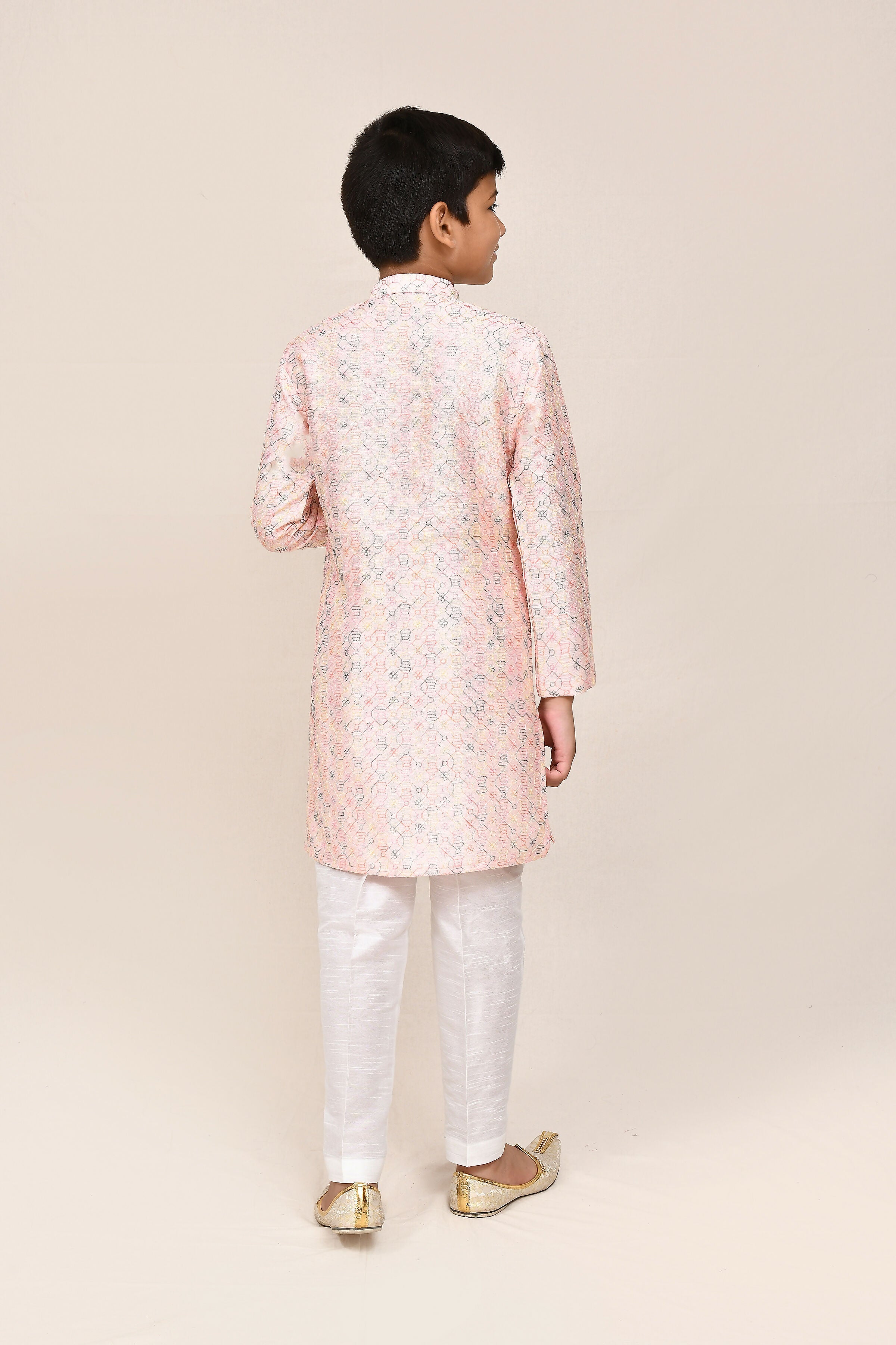 Joban Fashion Art Silk Baby Pink Kurta With Straight Fit Pant