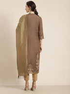 Juniper Women's Brown Rayon Printed Straight Kurta Set - Distacart