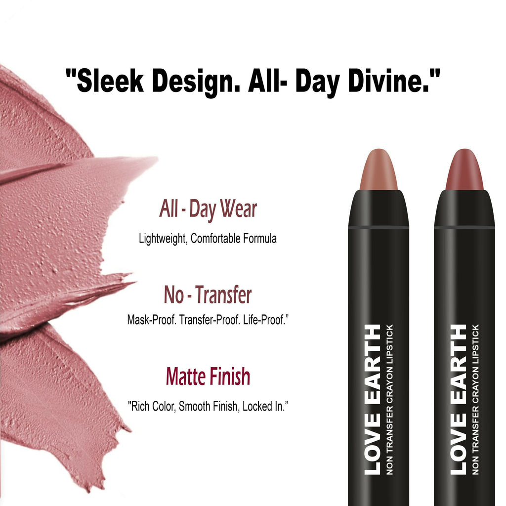 Love Earth Lip Crayon Non-Transfer Lipstick - Peachy Brown