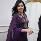 The52 Women's Beautiful Rayon Slub Fabric Embroidery Work Straight Kurta Pant and Dupatta Set - Distacart