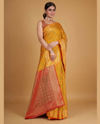 Mustard Silk Woven Design Saree With Unstitched Blouse Piece - Akshita