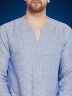 Even Apparels Men's Pure Cotton Blue Kurta