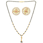 AanyaCentric Gold Plated Short Mangalsutra Set with Earrings - Distacart