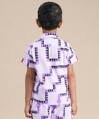 Snakes and Ladders Boys Purple Table Print Shirt from Siblings Collection
