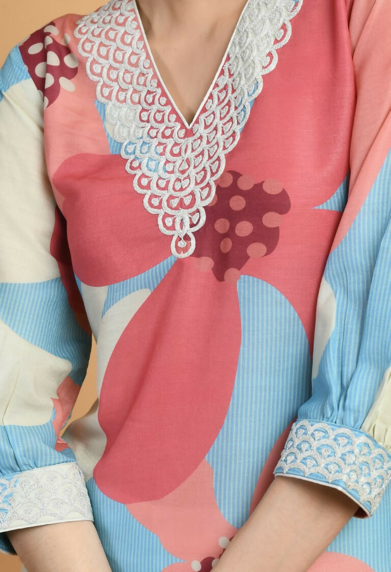 Joban Fashion Print Maslin Kurta Set