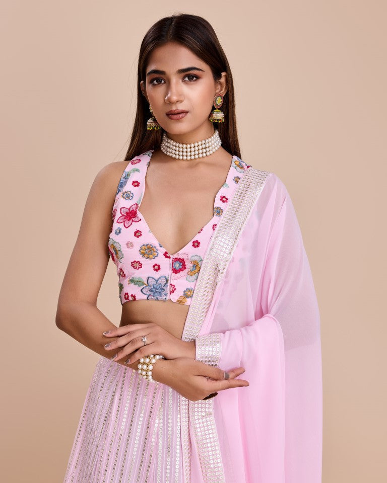 Lehenga Mart Designer Wedding Lehenga Choli For Women - Baby Pink