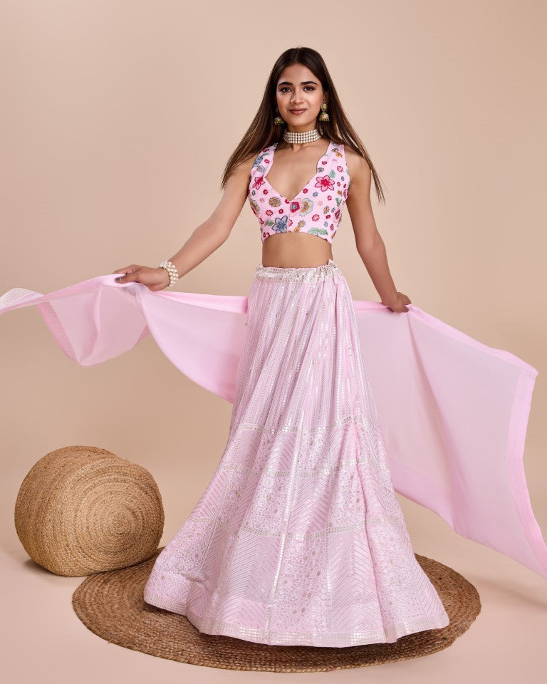 Lehenga Mart Designer Wedding Lehenga Choli For Women - Baby Pink