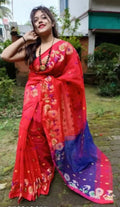Exclusive Collection Red Beautiful Handloom Silk Cotton Saree