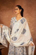Joban Fashion Blue Hand Block Printed Cotton Suit Set - Distacart