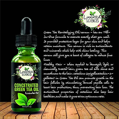 Luxura Sciences Concentrated 100% Organic Green Tea Oil/Serum for Skin and Hair