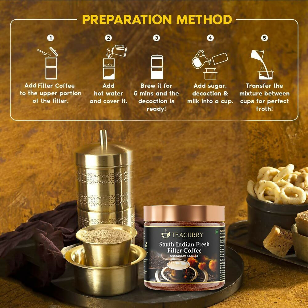 Teacurry South Indian Filter Coffee (100% Arabica Ground Coffee) for Authentic South Indian Taste - Kaapi Coffee - Distacart