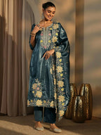 Teeya Creation Teal Color Barsana Silk Pakistani Style Salwar Suit