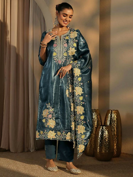 Teeya Creation Teal Color Barsana Silk Pakistani Style Salwar Suit